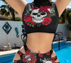 New Sexy Floral Skull Bikini Set - Tight-Fit Two-Piece Beach Swimsuit