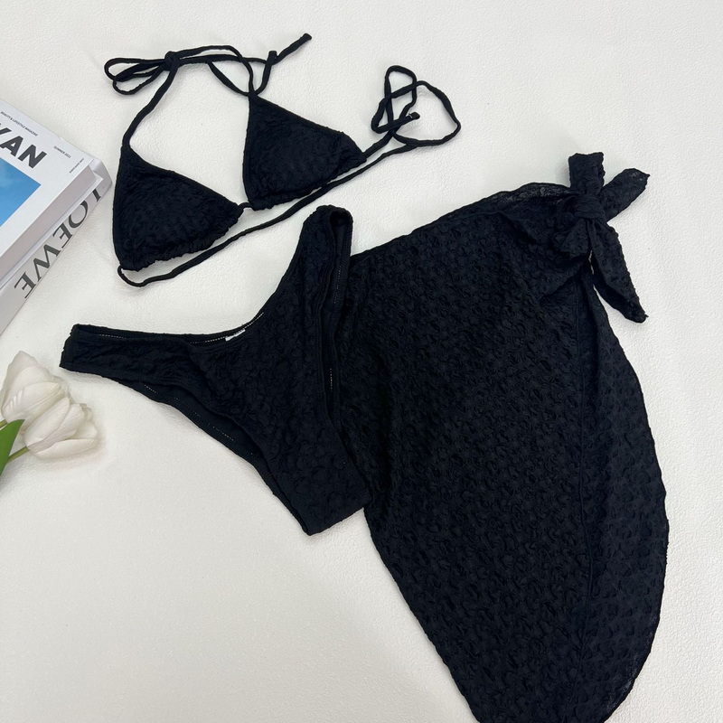 Sexy Three-Piece Mesh Bikini Set - INS Style Beachwear for Women