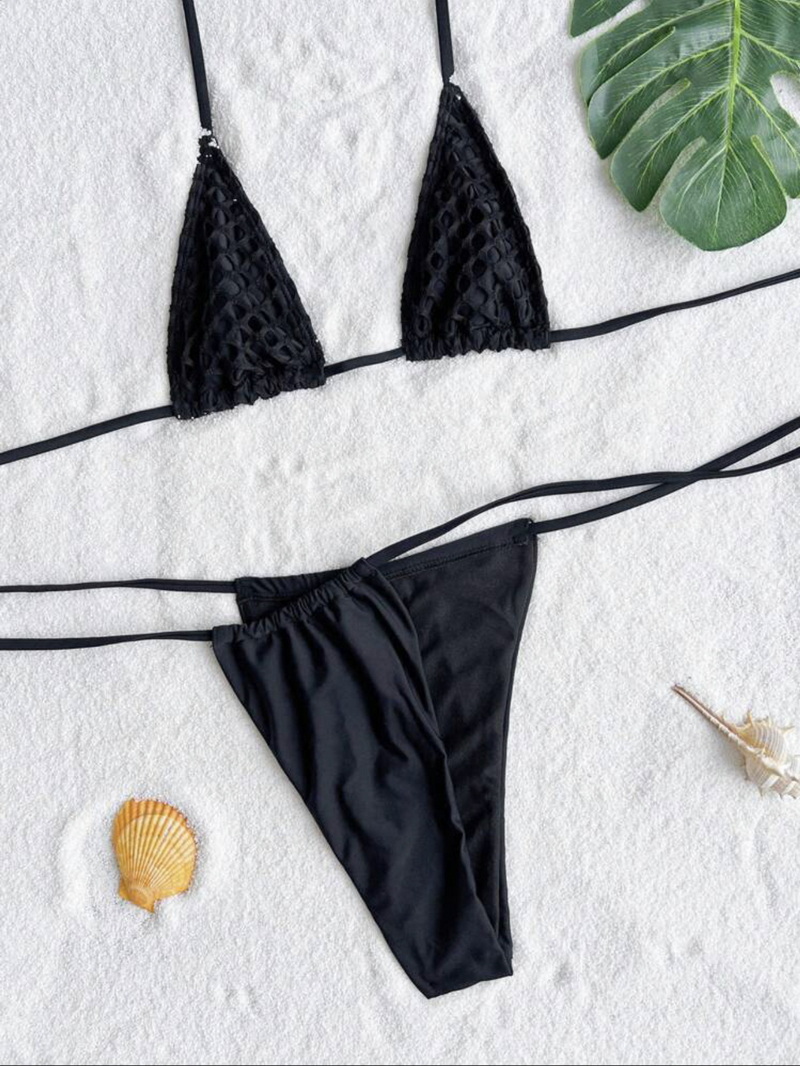 New Women's Swimsuit Sexy Solid Color 3-Piece Mesh Bikini Set for Beachwear_06