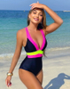 New Western Style One-Piece Swimsuit – Waist-Cinching V-Neck Backless Swimwear