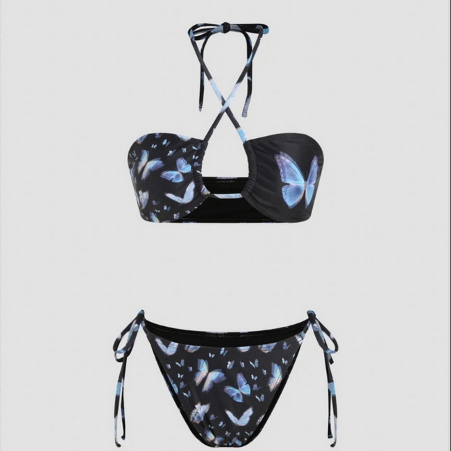 Sexy Butterfly Print Micro Bikini - Three-Point Women's Swimwear