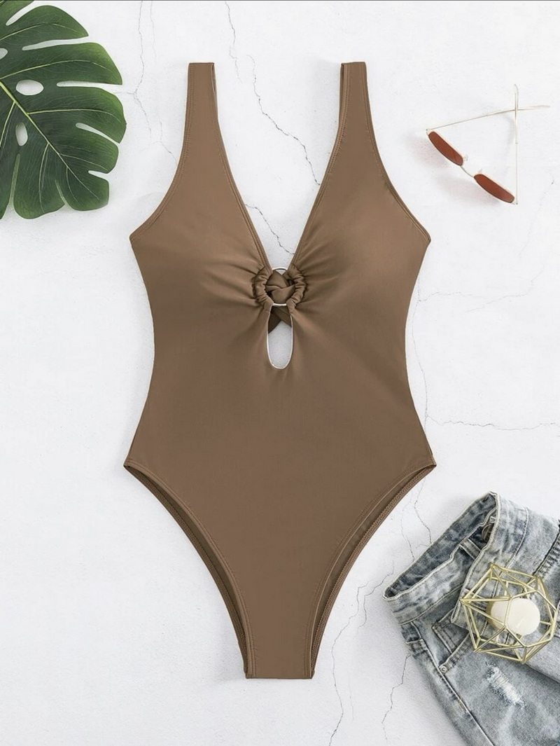 Sexy Tie-Up One-Piece Bikini - Solid Color Women's Swimsuit_16