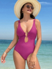 Sexy Tie-Up One-Piece Bikini - Solid Color Women's Swimsuit