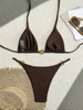 2025 New European And American Bikini With Metallic Ring, Shiny And Sexy Solid Color Swimsuit