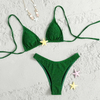 2025 New Sexy Fluorescent Halter Bikini With Star Design, Solid Color Swimsuit