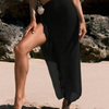 New 3D Floral Beach Skirt, Solid Color Long Dress For Seaside Vacation