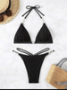 Sexy Solid Color Halter Bikini - Beach Vacation Women's Swimwear