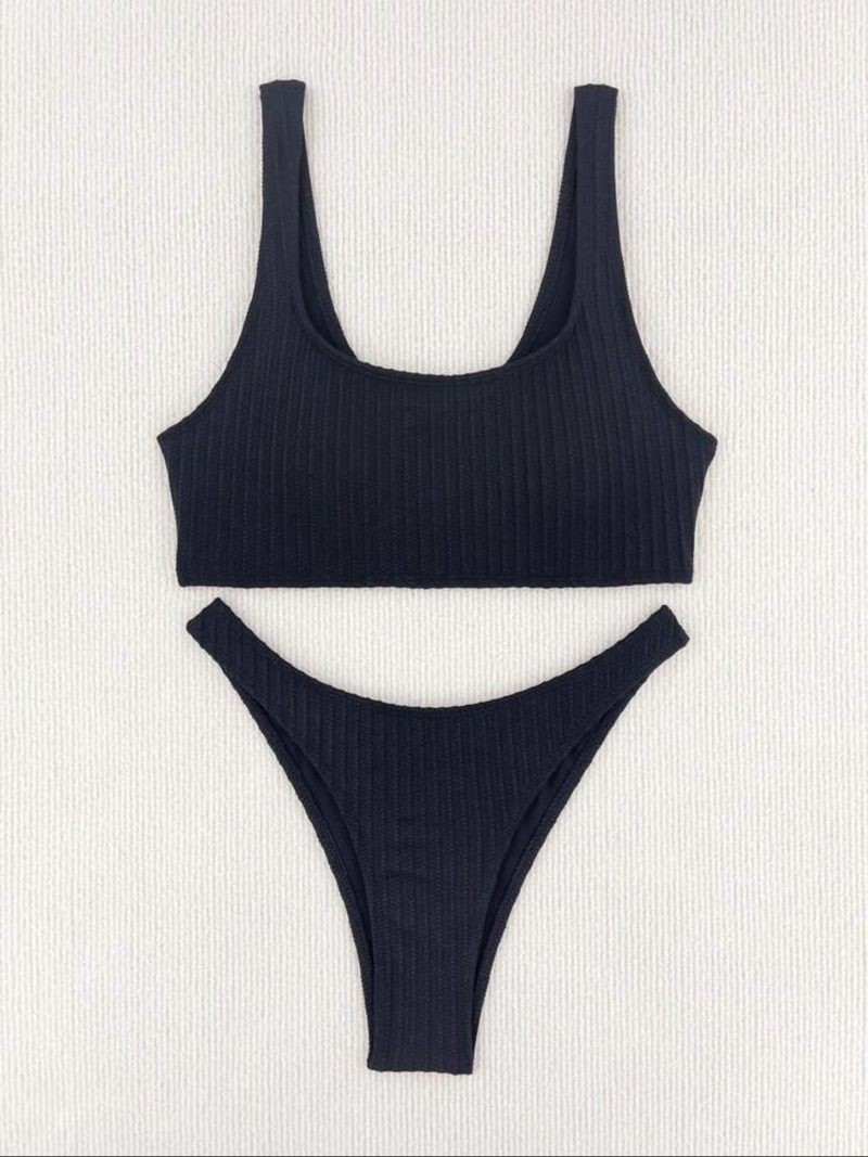 Sexy Two-Piece Solid Color Bikini - Classic Beach Swimwear_8