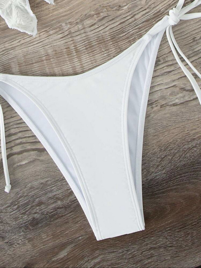 Sexy Three-Piece Off-Shoulder Tie Bikini - Women's Beach Swimsuit_12