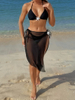 2025 Long Sheer Cover-Up Three-Piece Solid Bikini Set For Women