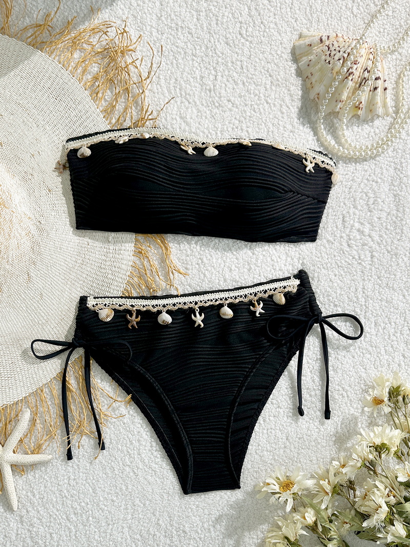 2025 Strapless Shell Bikini For Women Solid Color European Vacation Style_26