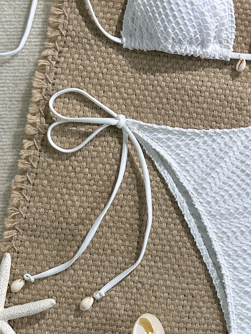 2025 Sexy Mesh Shell Halter Bikini For Women European Beach Vacation_07