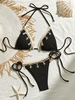 2025 New European and American Style Women's Tie-Back Halter Triangle Bikini – Elegant and Sexy Beach Swimwear for Hot Springs