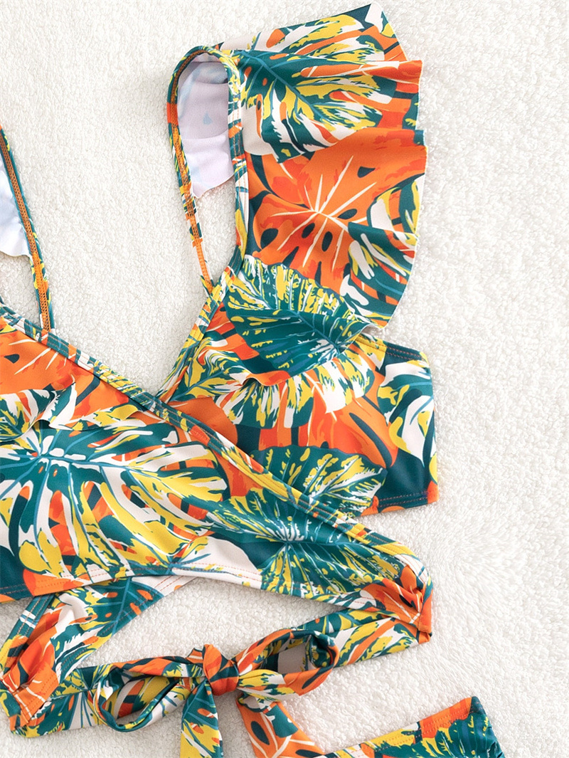 2025 New European Ruffled Open Back Bikini With Sexy Two-Piece Design_18