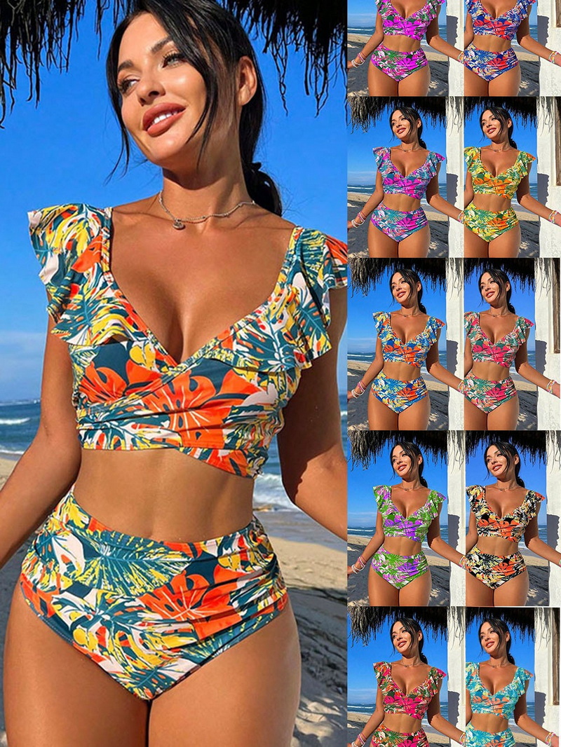 2025 New European Ruffled Open Back Bikini With Sexy Two-Piece Design_01