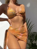 Marble Print Three-Piece Bikini Set - Sexy Women's Swimwear