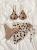 Sexy Mesh Three-Piece Bikini Set - Heart Print Underwire Swimwear