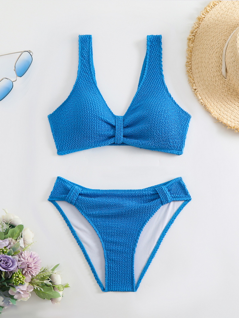 2025 Solid Ribbed Bikini Two-Piece Swimsuit European Style_19