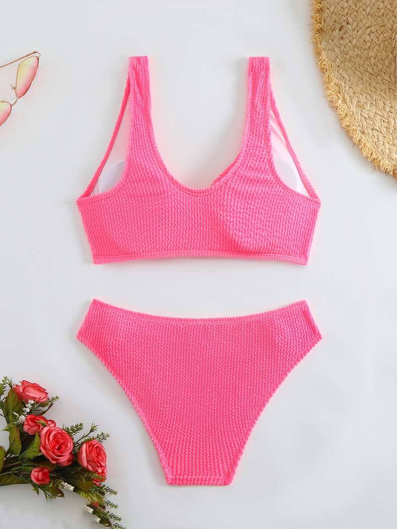 2025 Solid Ribbed Bikini Two-Piece Swimsuit European Style_10