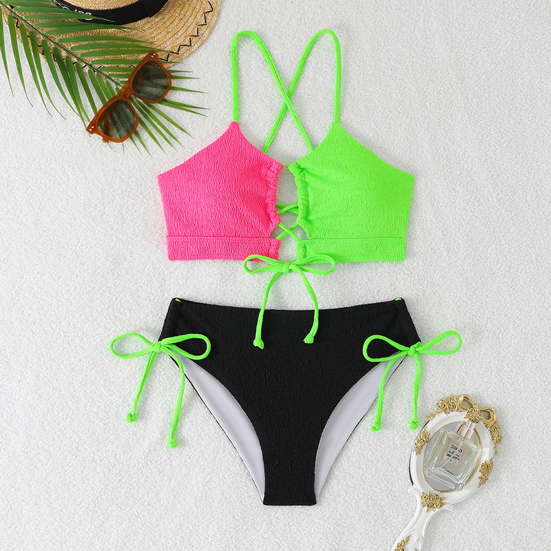 2025 Color Block Bikini Sexy Crisscross Two-Piece Swimsuit_12
