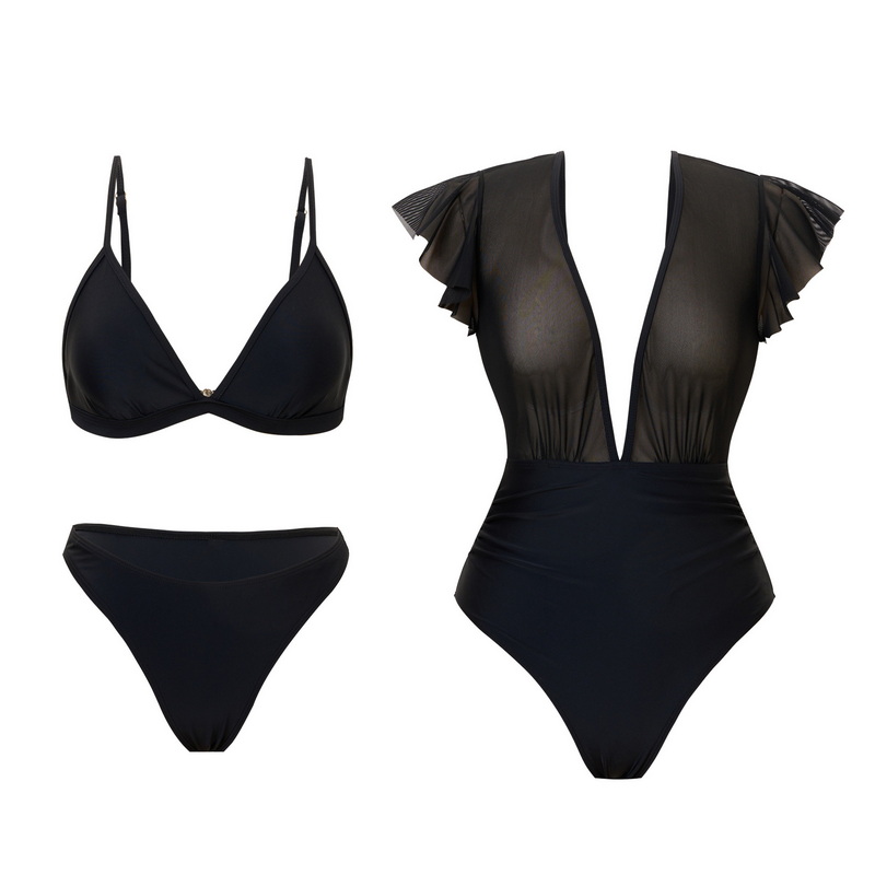 2025 European Style Sexy Triangle Bikini Set - Two-Piece and One-Piece Combo_11