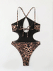 2025 New European Leopard Print One-Piece Bikini With Sexy Front Cross Cut-Out