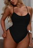 2025 New European One-Piece Swimsuit With Sexy Deep V Straps And Tummy Control