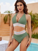 2025 New Western Style Two-Piece Bikini – High Waist Solid Color Swimwear