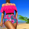 2025 New European and American Two-Piece Bikini Set Off-Shoulder High-Waist Printed Swimsuit