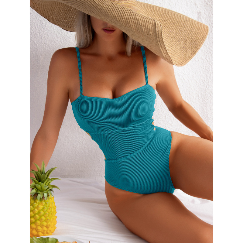 2025 New Solid Color Slimming Tummy Control Backless One-Piece Swimsuit for Women_05