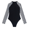 2025 New European and American One-Piece Bikini Long Sleeve Plaid Rash Guard Swimsuit
