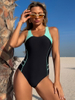 2025 Printed Solid Color Tie One-Piece Bikini - Quick-Dry Hot Spring Swimsuit