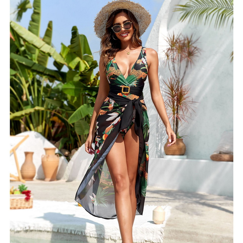 2025 New Printed One-Piece Sheer Skirt Two-Piece Swimsuit_17