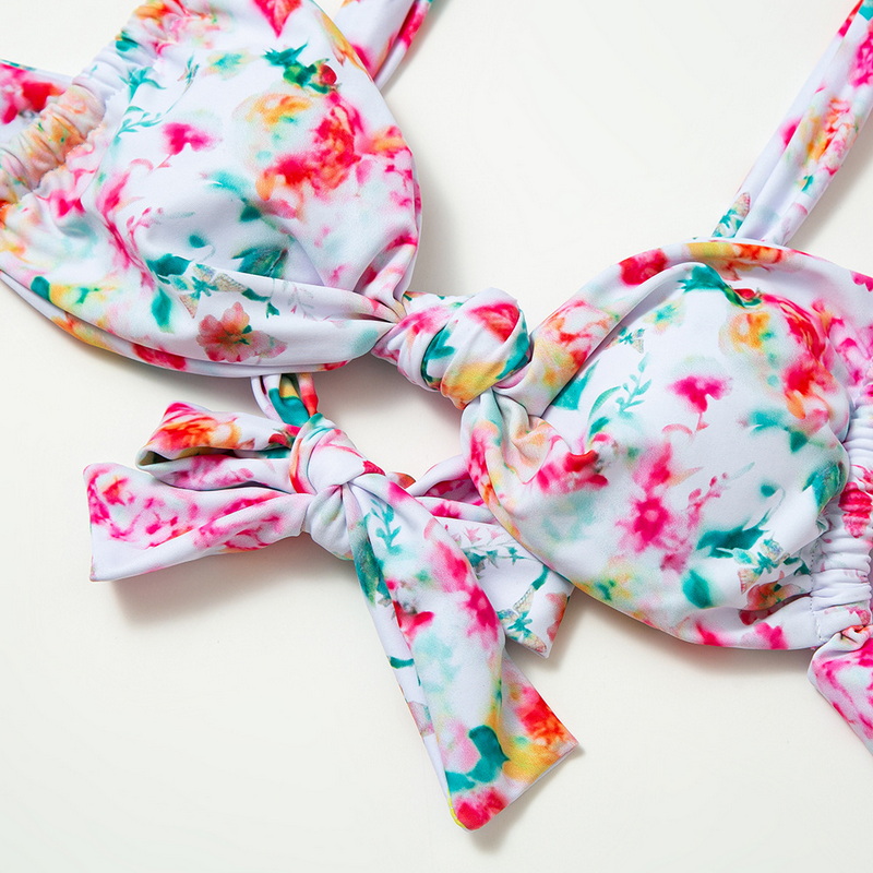 Floral Print Tie-Up Backless Bikini Two-Piece For Women European New_08
