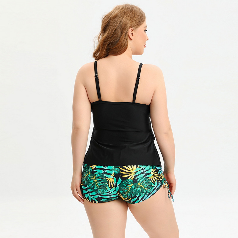 New European Plus Size Women's Swimsuit Ruffle Two-Piece Conservative Swimwear_04