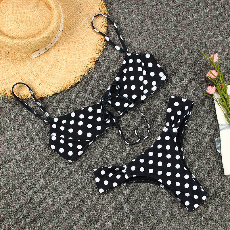 Leopard Print And Polka Dot Bikini Tie Two-Piece Swimsuit Sexy European Style S-XXXL_15
