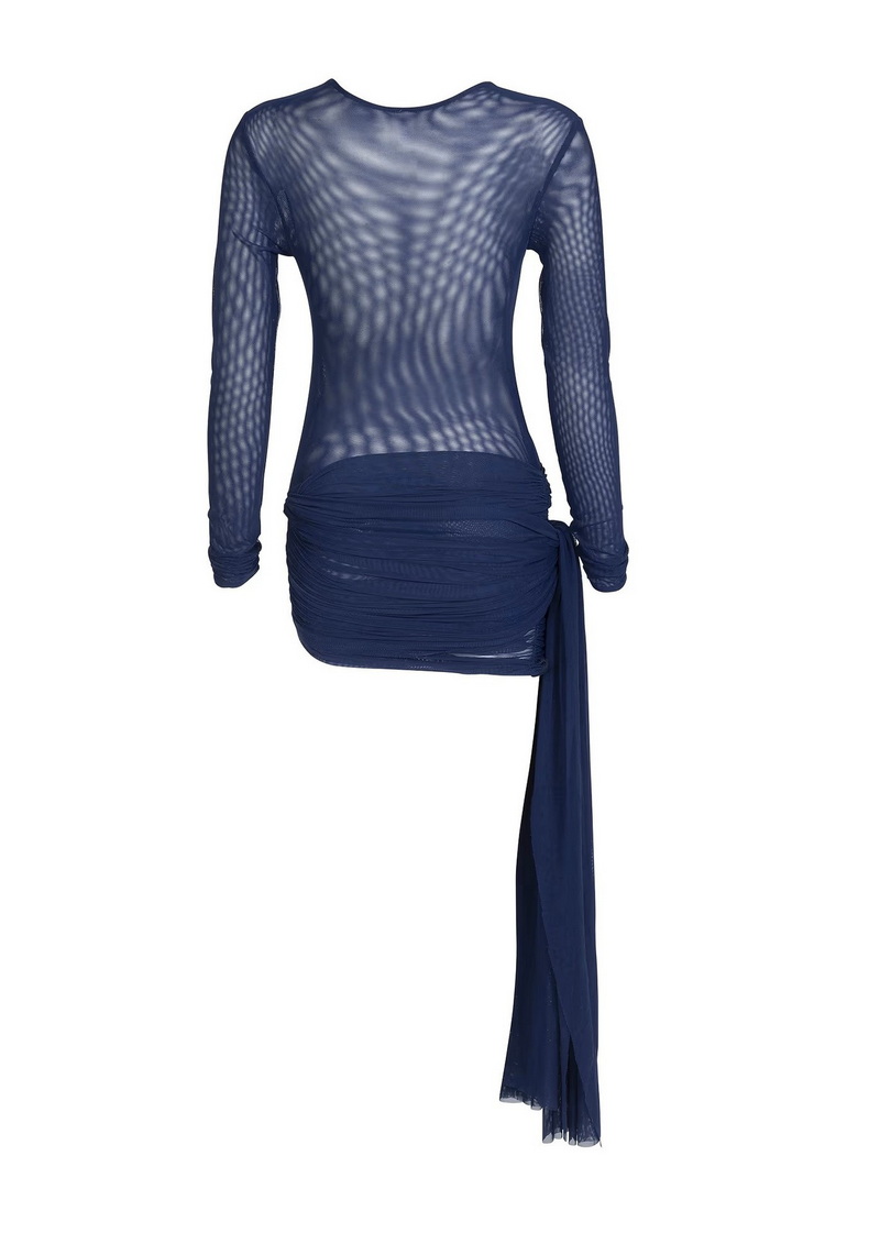Solid Color Mesh Beach Dress For Women Sexy Two-Color Maxi Dress_07