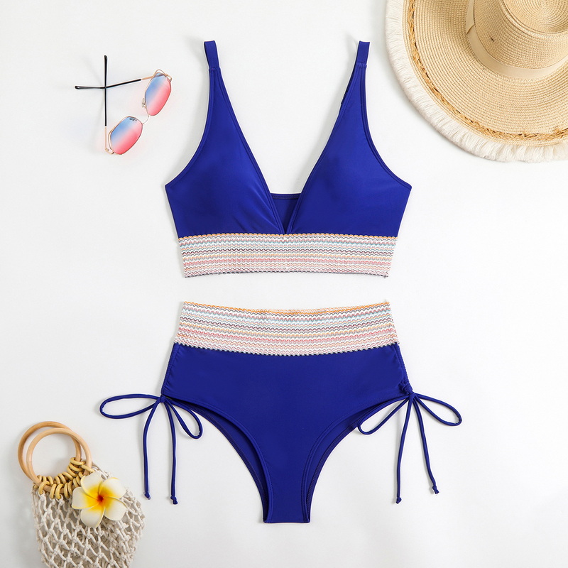 2025 New Solid Color Webbing Hot-Selling High-Waisted Bikini Set In Stock Wholesale_24