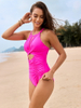 2025 New Solid Mesh Patchwork Twist Cross One-Piece Swimsuit Exclusive Swimwear