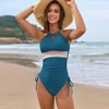 2025 New Solid Patchwork One-Piece Swimsuit With Belt Hot-Selling Design