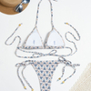 Plaid Print Tie-Up Bikini Set For Women Sexy Backless Two-Piece Swimsuit