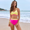 2025 New Solid Patchwork Crisscross Tie Bikini Set Women's Bikini Swimwear