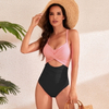 2025 New Hot-Selling One-Piece Structured Cutout Solid High-Waist Swimsuit